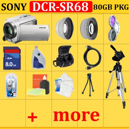 Sony DCRSR68 80GB Handycam Camcorder + HUGE ACCESSORIES PACKAGE