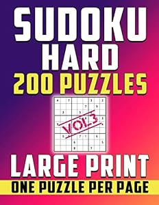 Sudoku Hard 200 Puzzles -Large print-One Puzzle Per Page: Brain Game for Expert and Pro Level (vol3)