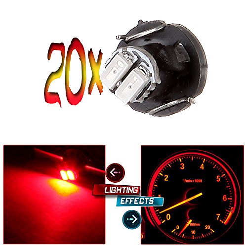 CCIYU 20x T3 2-3014 SMD Neo Wedge Red LED Light Instrument Cluster Panel Lamps Gauge Bulbs 35853-SDA-A01 Gauges Side Light Indicator Light Fit 2001-2010 Honda Accord Odyssey
