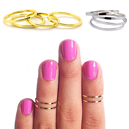 South Street Designs Set of 4 Women's Knuckle Midi Stacking Rings