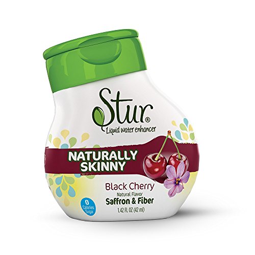Stur - Skinny (5pck) Black Cherry - Natural liquid drink mix for HUNGER CONTROL, with Fiber and Saffron - makes 100 servings, water enhancer, Non-GMO, sugar-free, calorie-free.
