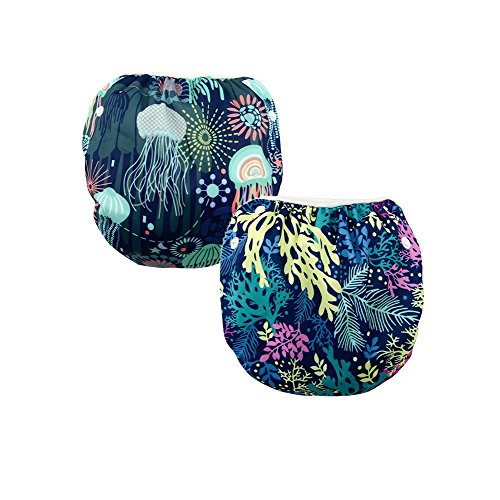 CZCCZC 2016 New Style 2 pcs One Size Reuseable Washable Baby Swim Diapers (style p3)