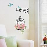 Ussore Wall Sticker Hot Selling Flower Bird Wall Decal Sticker Vinyl Removeable Mural Art For Kids Home Living Room House Bedroom Bathroom Kitchen Office Home Decoration