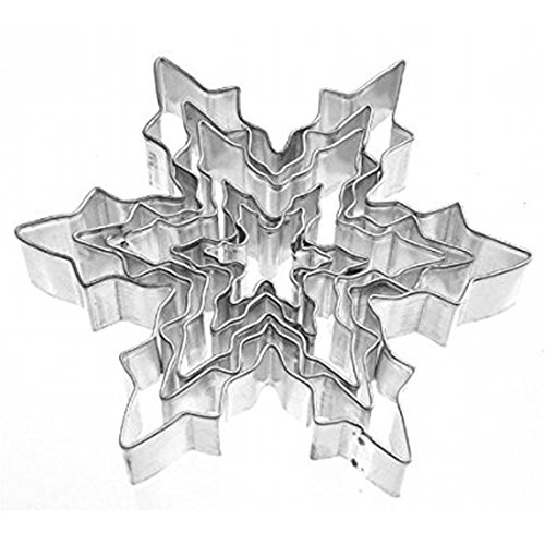 UNKE 5Pcs Snowflake Ice Crystal Cookie Cutter, Stainless Steel Candy Making Molds