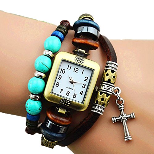 R.M. Fashion Lady Weave Leather wrap around Bracelet Watch,C26
