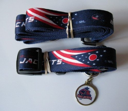 

Columbus Blue Jackets Pet Accessories Set - Medium (6' Leash, Collar, and ID Tag)