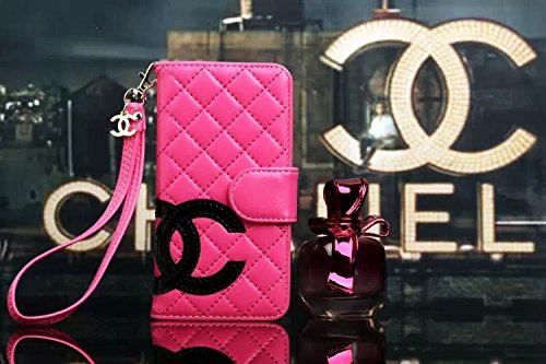 iPhone 6 Plus 5.5 Inch Case, Cover® iPhone 6 Plus 5.5 inch Luxury Plaid Grid Design Flip Folio Case Card Slots Wallet Cover Skin Protector with Lanyard and Magnetic Closure - Hot Pink