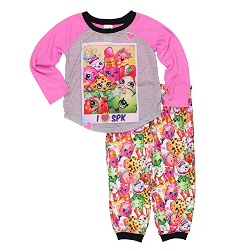 Shopkins Girls Top with Flannel Pants Pajamas (8, SPK Pink)