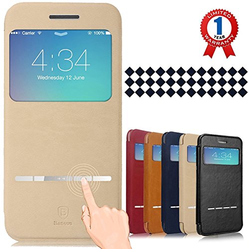 iPhone 6 Case, Aerb Classic Series Smart Window View Touch Metal Front Flip Cover W Open Logo Back Folio Case for iPhone 6 4.7