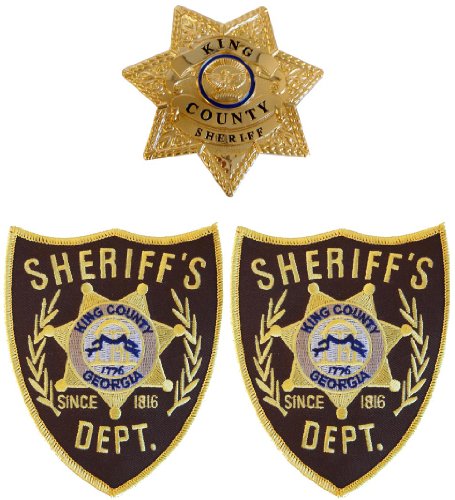 The Walking Dead King County Sheriff Prop Replica Badge and Patch Set of 3
