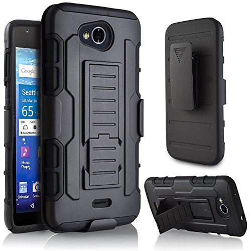 Kyocera Hydro Air Case, Starshop [Heavy Duty] Full Protection Dual Layers Hybird Case with Kickstand and Locking Belt Swivel Clip Black