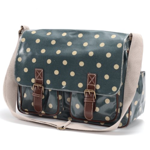 Anladia Oilcloth polka Dot Satchel A4 Folder Size Cross Body Messenger Handbag