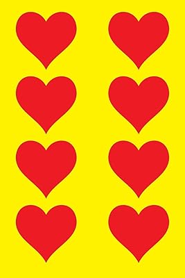 100 Page Unlined Notebook - Red Hearts on Yellow: Unruled; Blank White Paper; 6" x 9"; 15.2 cm x 22.9 cm; 50 Sheets; Page Numbers; Table of Contents; Diary; Journal; Glossy Cover; Love; Luv