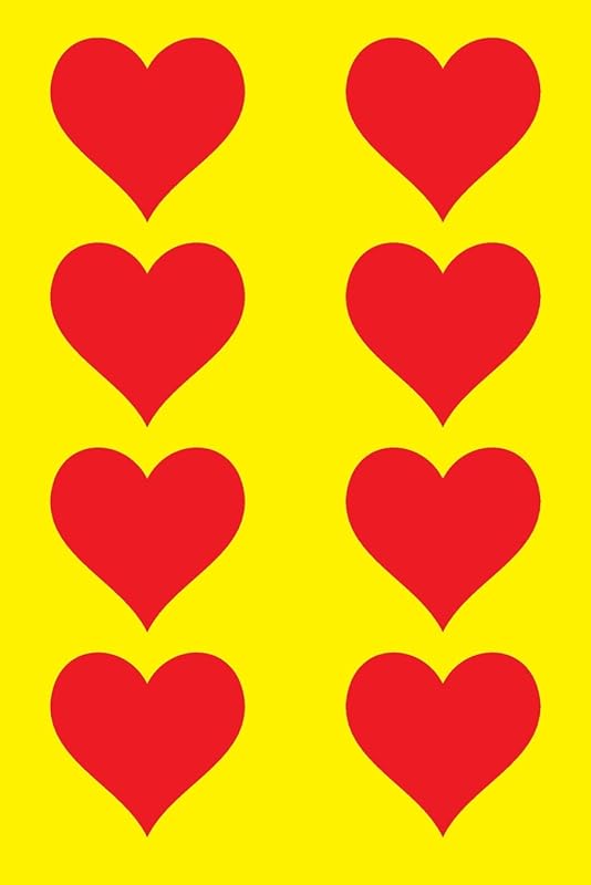 100 Page Unlined Notebook - Red Hearts on Yellow: Unruled; Blank White Paper; 6" x 9"; 15.2 cm x 22.9 cm; 50 Sheets; Page Numbers; Table of Contents; Diary; Journal; Glossy Cover; Love; Luv by Cactus Publishing Inc.