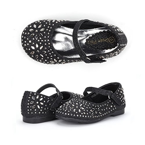 Dream Pairs ANGEL-66 Mary Jane Rhinestone Velcro Strap Ballerina Flat (Toddler/ Little Girl) New