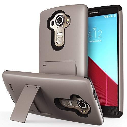 LG G4 Case - VENA Legacy [Dual Layer Protection |Shock Absorption] Heavy Duty Cover with Kickstand [+1 HD Clear Screen Protector] for LG G4 2015 (Compatible With Leather LG G4) (Metallic Bronze (Gunmetal) & Black)