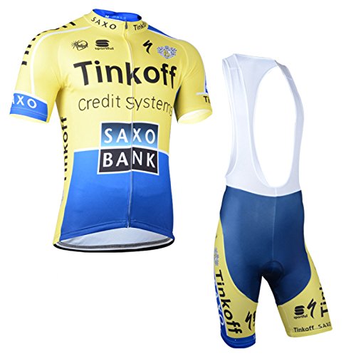 2014 Outdoor Sports Pro Team Men's Short Sleeve Saxo Bank Tinkoff Cycling Jersey and Bib Shorts Set