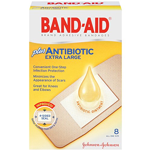 Band-Aid Brand Plus Antibiotic Adhesive Bandages, Extra Large, 8 Count