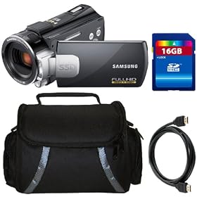 Samsung S16 WiFi HD Camcorder with 64GB Built-in SSD Memory & 15x Optical Zoom + 16GB SDHC Memory + HDMI Cable + Camcorder Case Kit