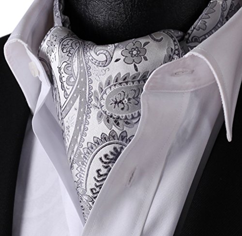 SetSense Men's Paisley Jacquard Woven Self Cravat Tie Ascot