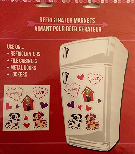 Large Valentines Day Refrigerator Magnets (Set of 3) Puppy Love Dog Hearts Monkey Candy Sweethearts Metal Doors Lockers File Cabinets Car