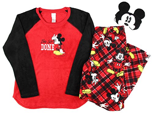 Disney Mickey Mouse Plush Pajama Sleep Set w/ Eyemask