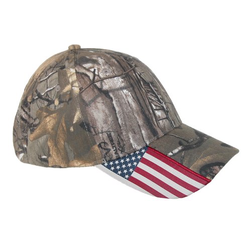 Realtree Xtra Unisex Camo and American Flag Baseball Hat
