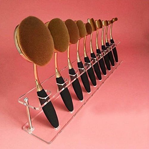 Sankuwen Brush Storange Place Organizer Clear 10 Lattices Cosmetic Display Shelf No Brushes