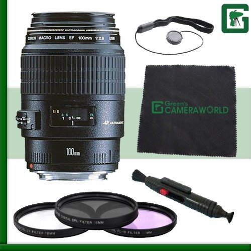 

Canon EF 100mm f/2.8 Macro USM Lens for Canon DSLR Cameras Green's Camera Bundle 2