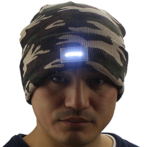 5 LED Lighted Night Fishing Camping Hunting Hiking ON-OFF Knitted Beanie Hat Cap