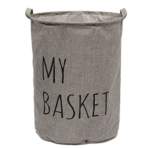 KINGSO Foldable Round Laundry Basket Hamper Storage Bag 50*42cm Gray