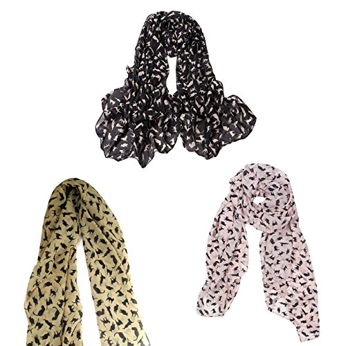 Kobwa(TM) Soft Chiffon Cat Prints Women Long Scarves With Kobwa's Keyring