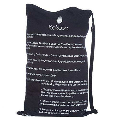 Kakoon Extra-Large Drawstring Laundry Bag with Shoulder Strap, 24-Inch-by-36-Inch