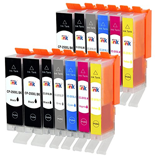 Starink 13 Pack Compatible Ink Cartridges Canon PGI-250XL CLI-251XL PGI250 CLI251 High Yield Repalcement for Canon PIXMA MG7520 MG7120 MG6320 iP8720 Printers (3LBK+2BK+2C+2M+2Y+2GY)