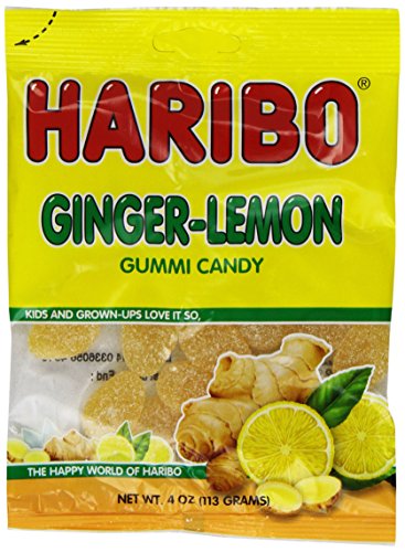 haribo gummy candy, ginger lemon, 4-ounce (pack of 12)