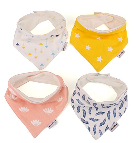 Bekith Baby Bandana Drool Bibs - Unisex 4-Pack - SuperAbsorbent Organic Cotton Keeps Baby Happy & Dry - Baby Will Look Adorable In These Stylish Designs