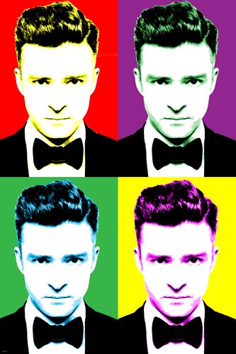 Singer JUSTIN TIMBERLAKE Celebrity POP ART Poster Multiple Images 24X36