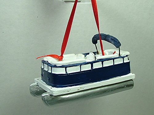 JWM Dark Blue Pontoon Boat Boating River Ferry Africa Beach Christmas Ornament