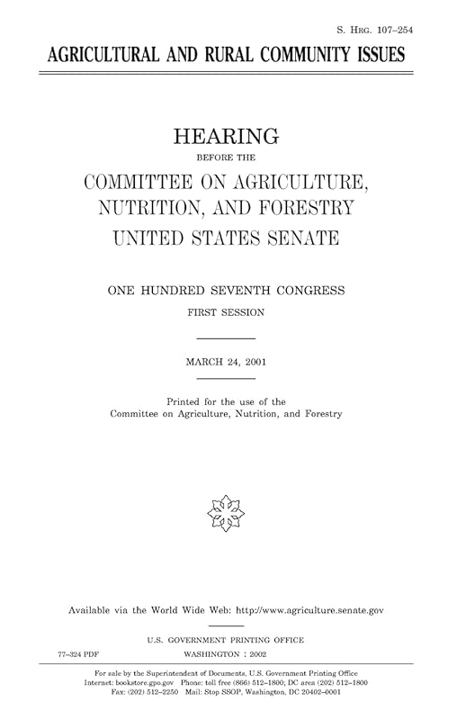 Agricultural and rural community issues by United States Congress