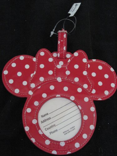 Disney Minnie Mouse Head Red and White Dress Luggage Tag