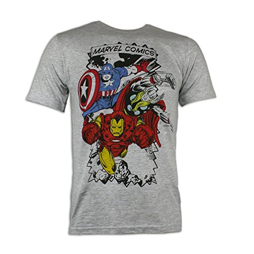 Marvel Mens' Marvel Comics Grey Multi Character T-Shirt