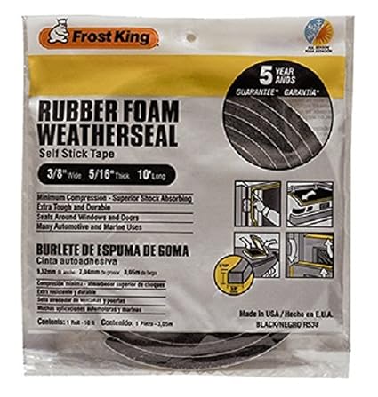 frost king r538h sponge rubber foam tape 5/16-inch, black