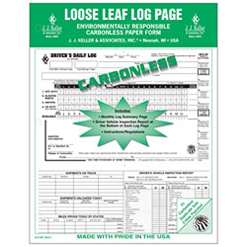 

JJ Keller Duplicate 5-In-1 Large Loose-Leaf Driver's Log, Carbonless, Pack=10