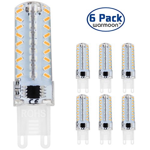 Warmoon G9 LED Light Bulbs, 7W Warm White, 3200K, 360 Degree Beam Angle LED Bulbs (Pack of 6)