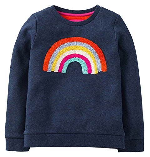 Fiream Girls Cotton Crewneck Cute Embroidery Sweatshirts