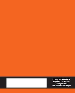 Composition Book: Orange, College Ruled