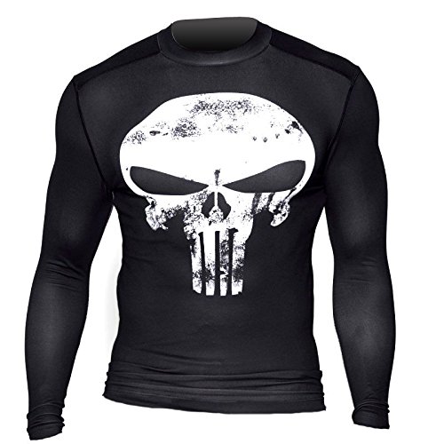 Men's Cycling Running Skull and Skeleton Compression Shirt Training shirt football shirt