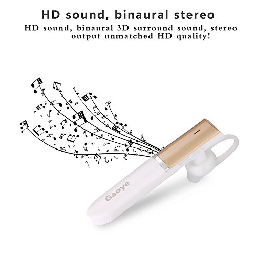 Bluetooth Earbuds, Gaoye Bluetooth Headset with Mic Mini Sports Bluetooth Earbuds Wireless Headphones Running Noise Cancelling Earphones Business Style for iPhone Samsung Tablets (White Gold)