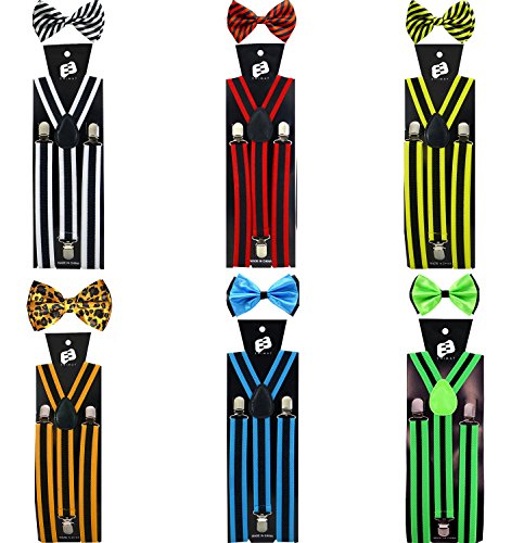Enimay Combo Pack Suspenders & Bow Ties (Many Colors Available)
