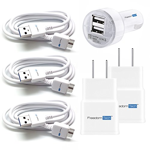 FOR SAMSUNG Micro USB Cable + Wall and Car Charger For Samsung Galaxy Note 3 S5 3 USB CABLES + 2 WALL CHARGERS + 1 DUAL USB CAR ADAPTER